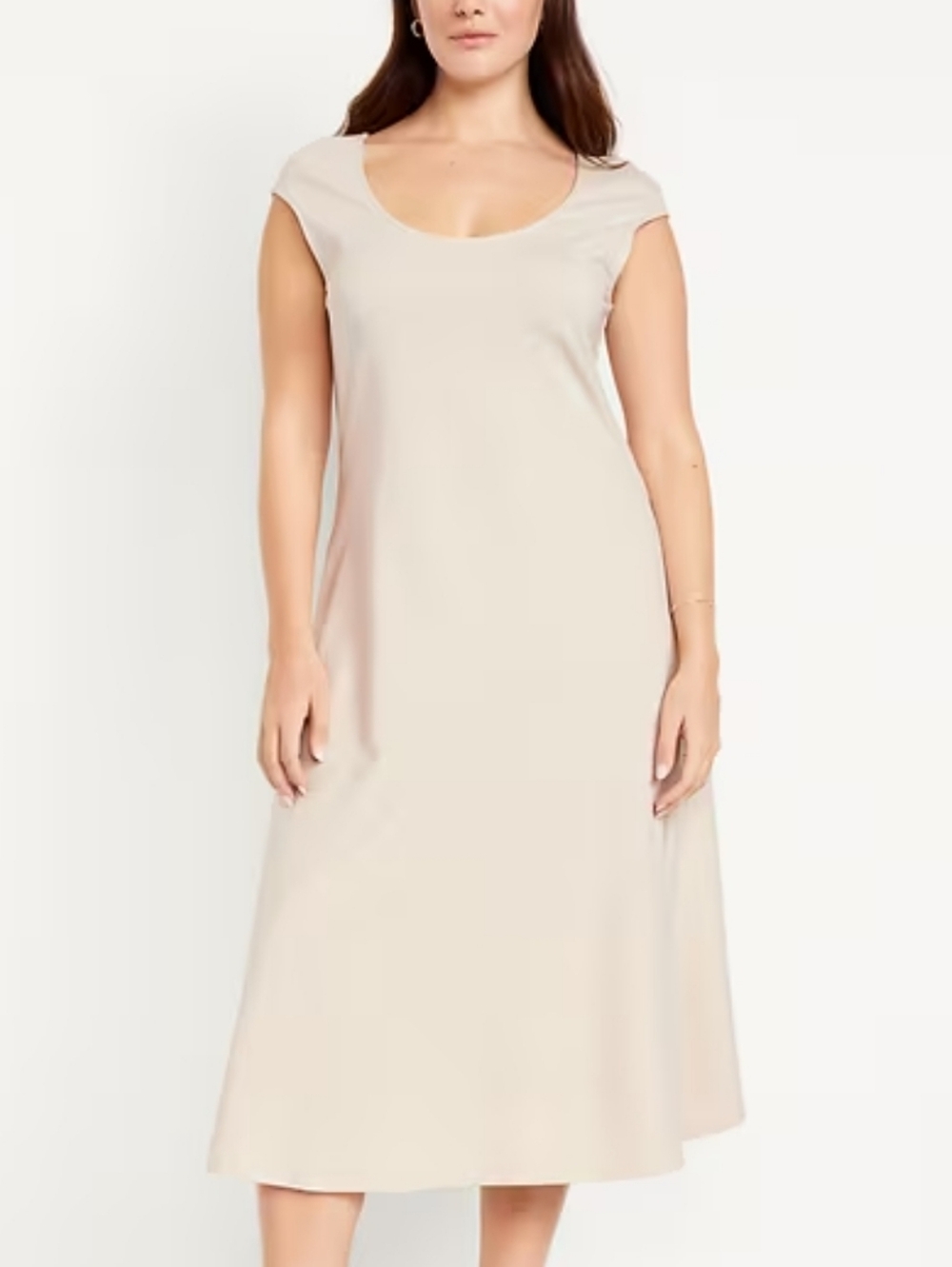 Old Navy Cream Scoop Neck Fit And Flare Midi Dress Size Xl